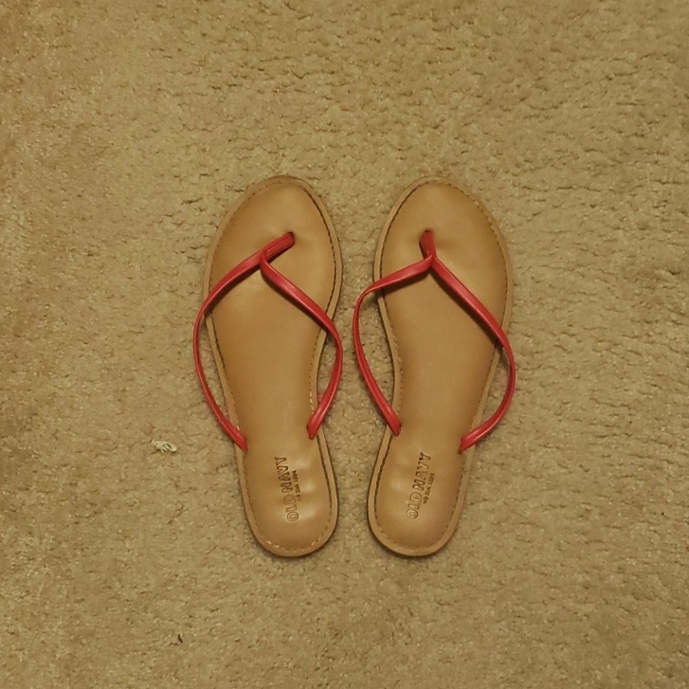Red and Tan Old Navy Flip Flops